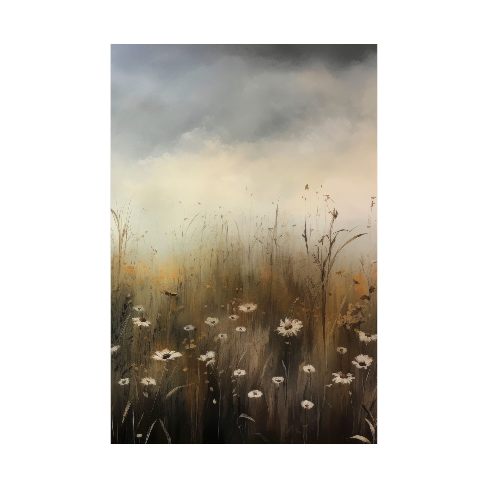 Misty Wildflower Field Poster