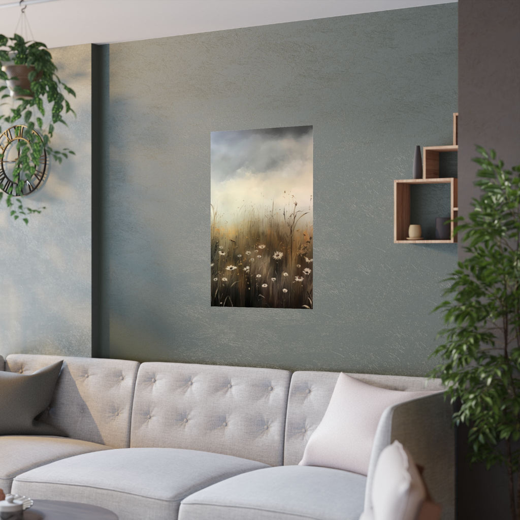 Misty Wildflower Field Poster