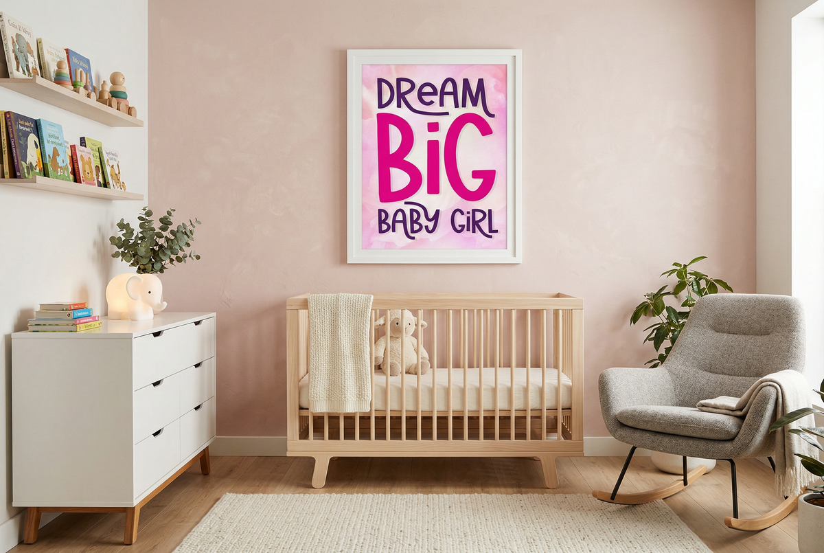 Dream Big Baby Girl Satin Poster