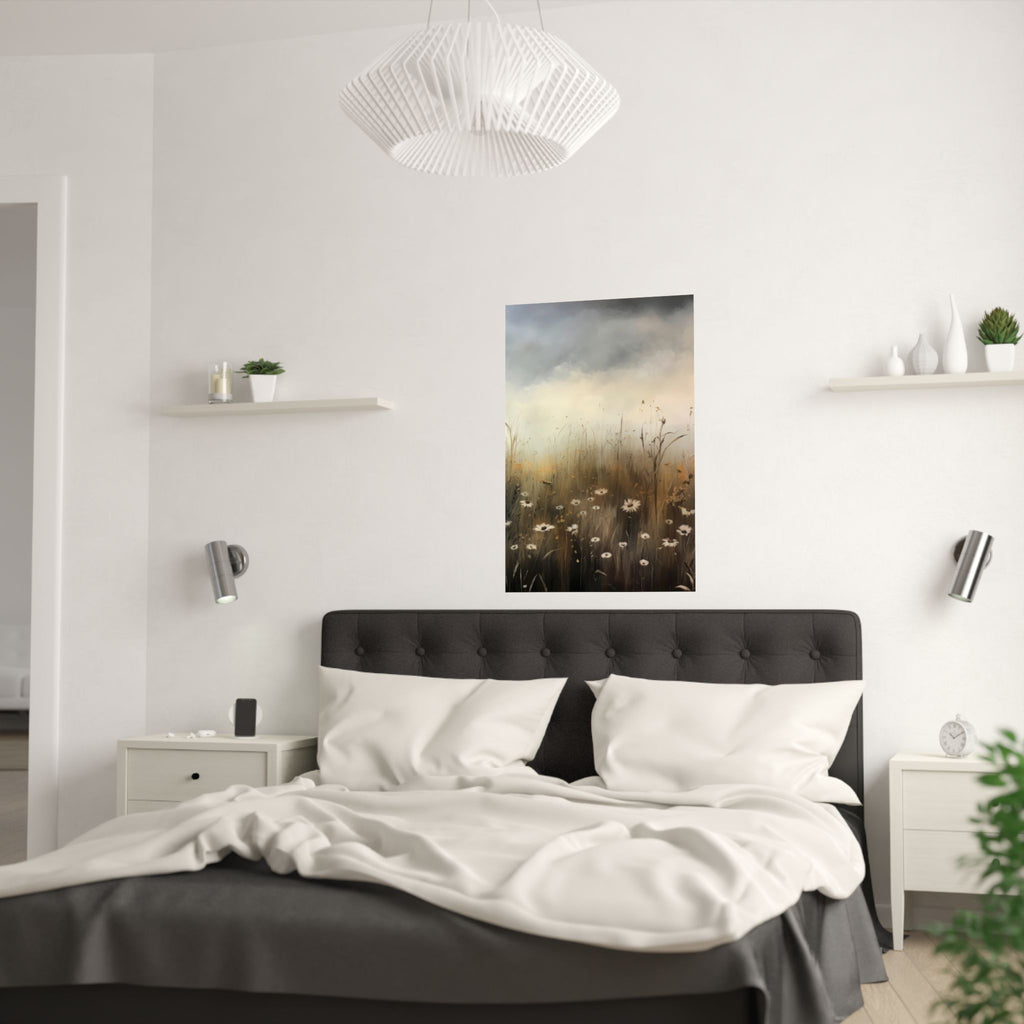 Misty Wildflower Field Poster