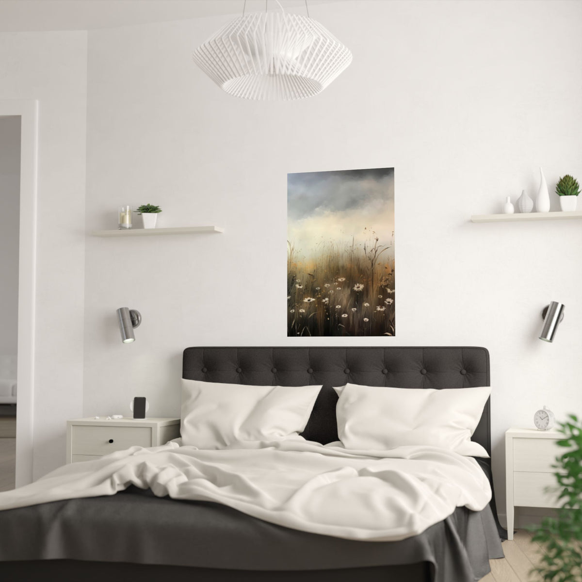 Misty Wildflower Field Poster