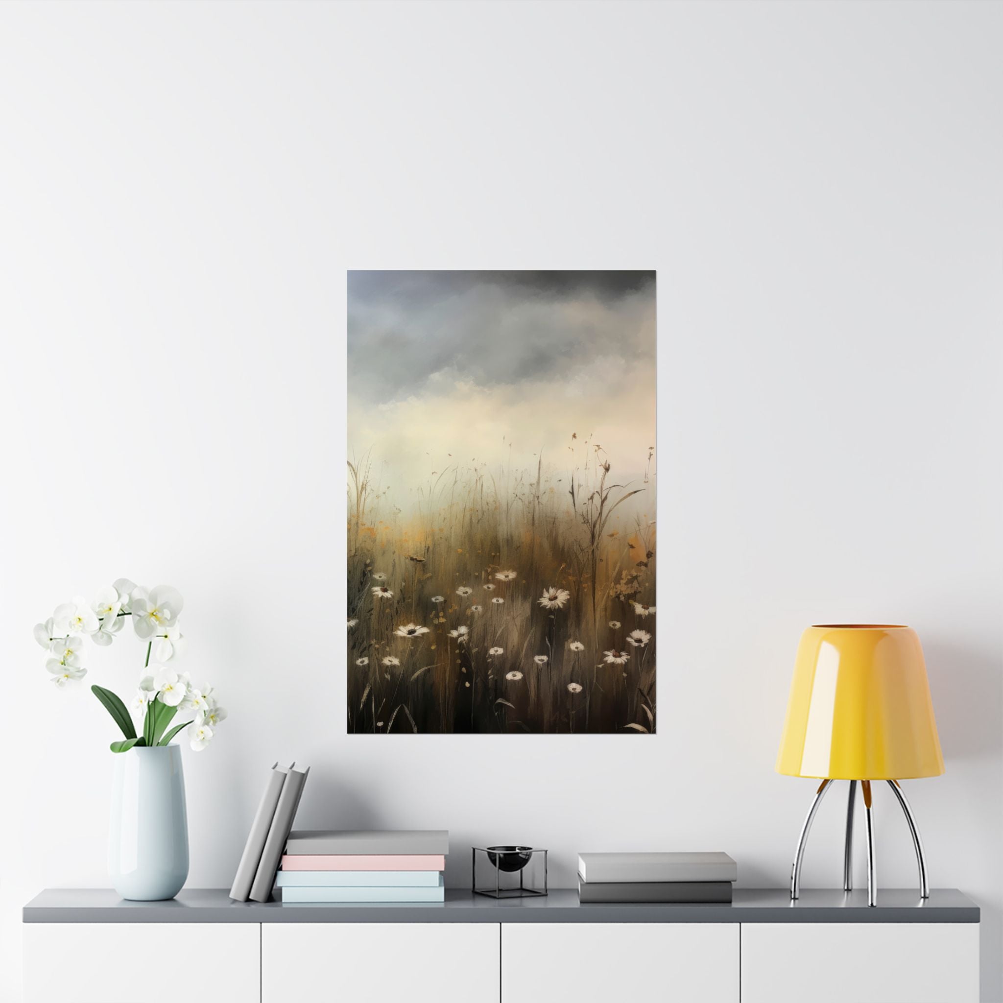 Misty Wildflower Field Poster