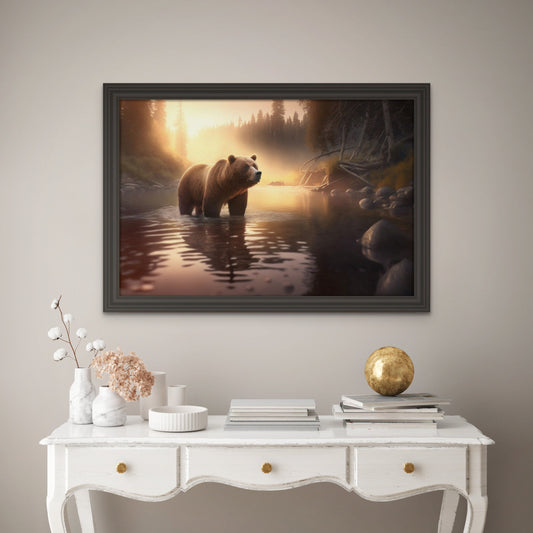 Bear in River, Nature Print, Printable Art, Forest, Adirondacks Art, Large Wall Art, Print at Home, Wall Art, Art Print