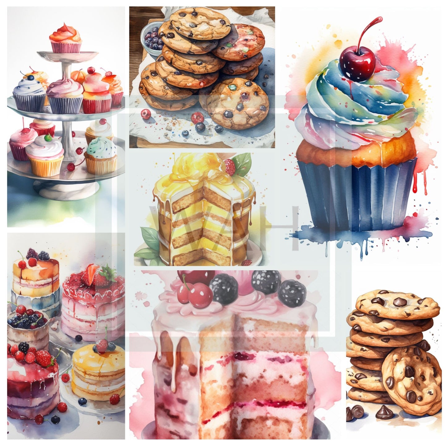 Cakes, Cookies, Cupcakes, Pie & Macaroons Digital Download Bundle Commercial Use