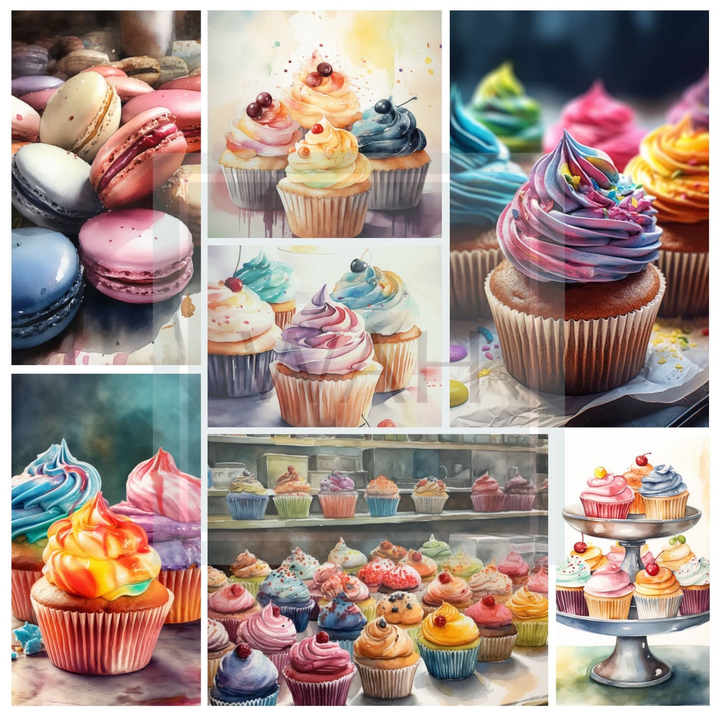 Cakes, Cookies, Cupcakes, Pie & Macaroons Digital Download Bundle Commercial Use